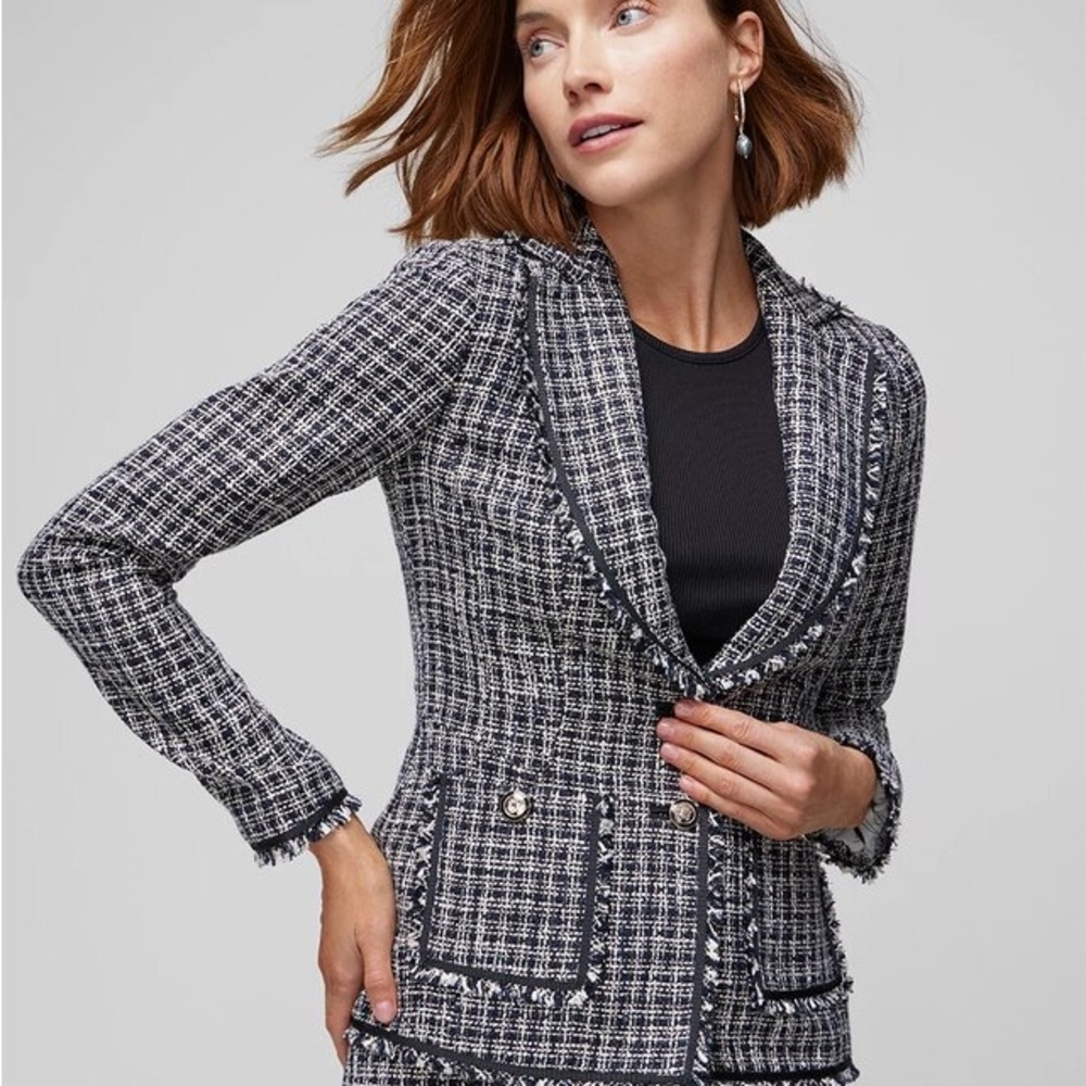WHBM Signature Blazer Navy Tweed, Size 4